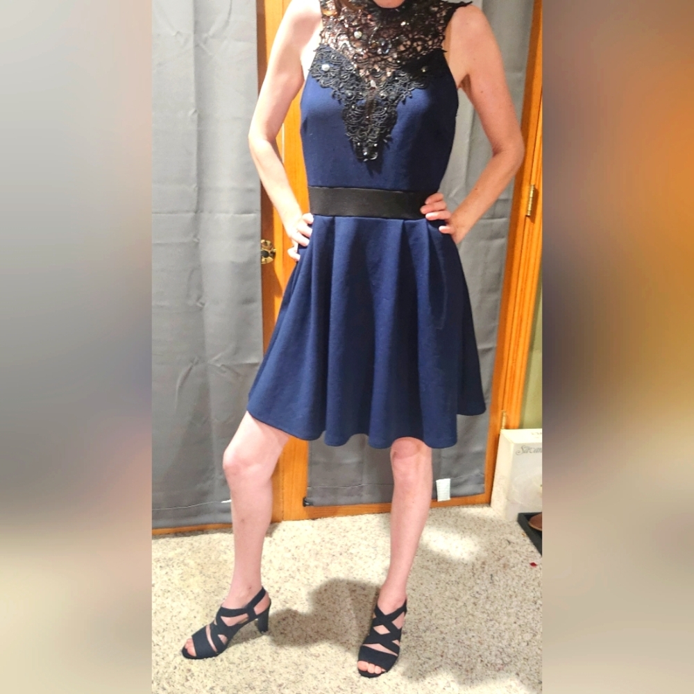 Windsor Elegant Navy Lace Dress